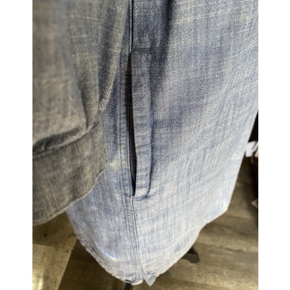 Patagonia Settlers Org Ctn Chambray Shift Dress Wmns 6 Blue Snap Front Pockets , - Picture 4 of 7